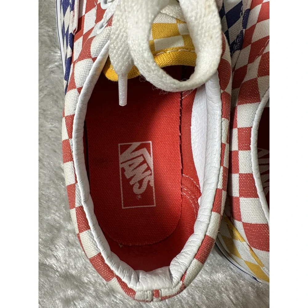 Vans Era Multi Color Checkerboard Red Blue‎ Yellow Sneakers Kids Juniors 4.0